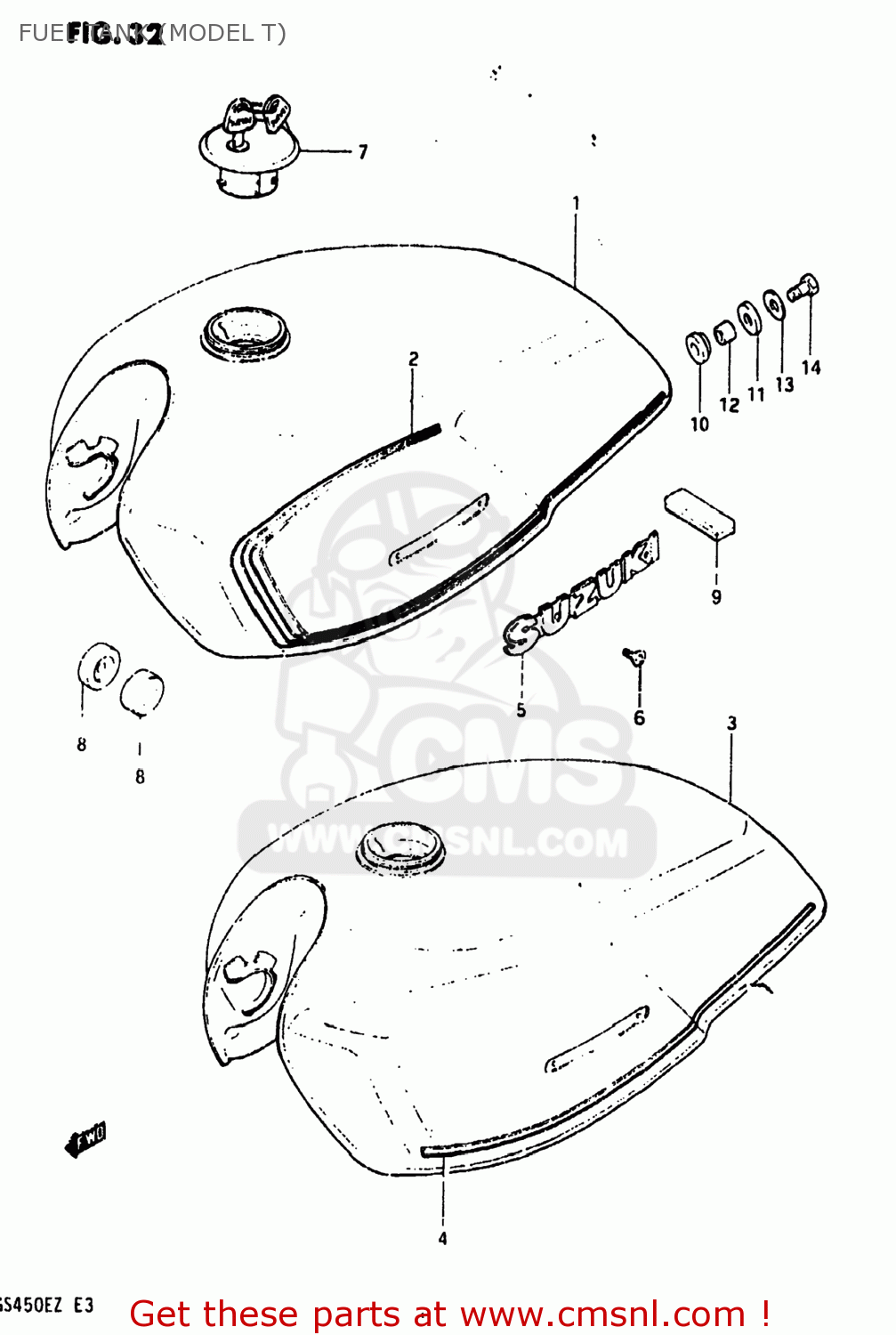 FUEL TANK (MODEL T) GS450SX 1980 (T) USA (E03)