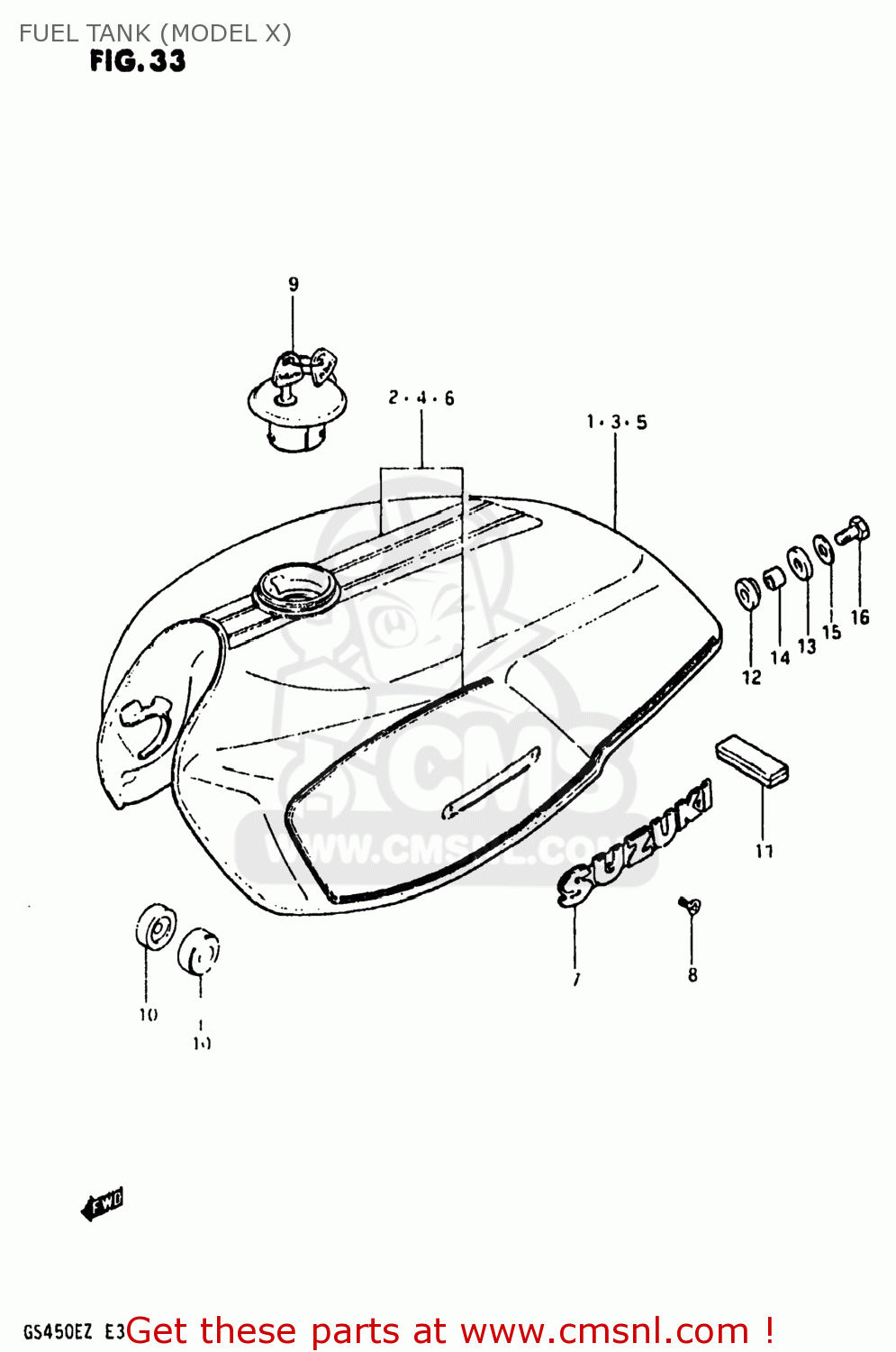 FUEL TANK (MODEL X) GS450SX 1980 (T) USA (E03)