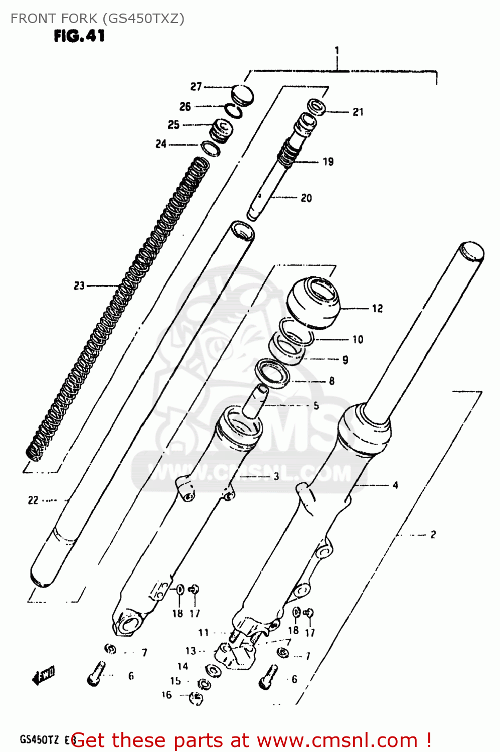 FRONT FORK (GS450TXZ) GS450T 1981 (X) USA (E03)