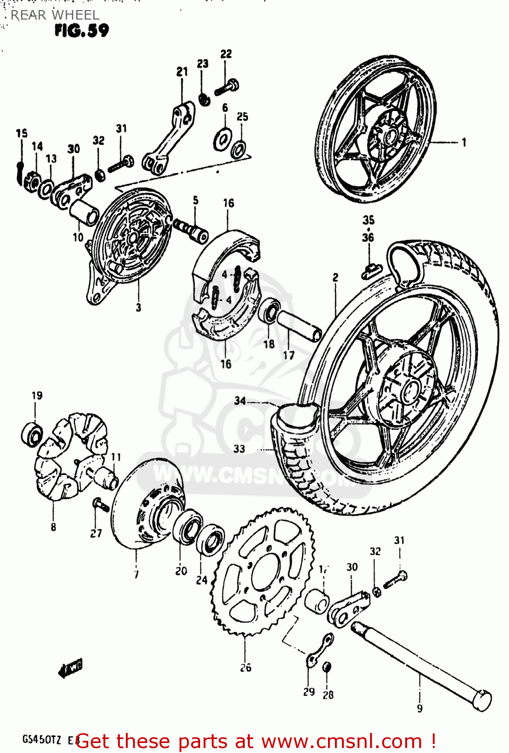 REAR WHEEL GS450T 1981 (X) USA (E03)