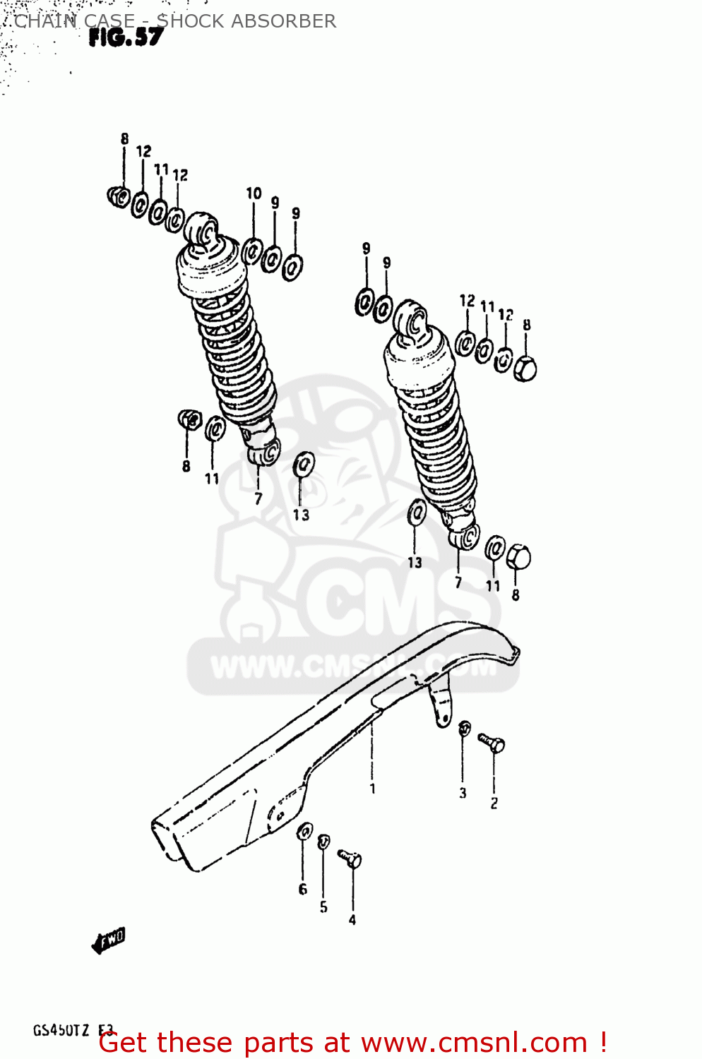 CHAIN CASE - SHOCK ABSORBER GS450T 1982 (Z) USA (E03)