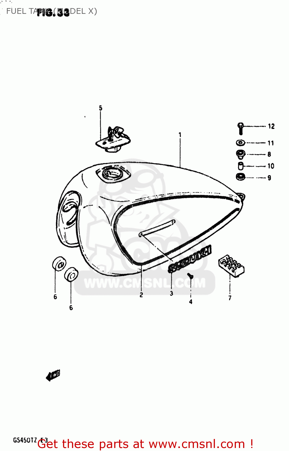 FUEL TANK (MODEL X) GS450T 1982 (Z) USA (E03)
