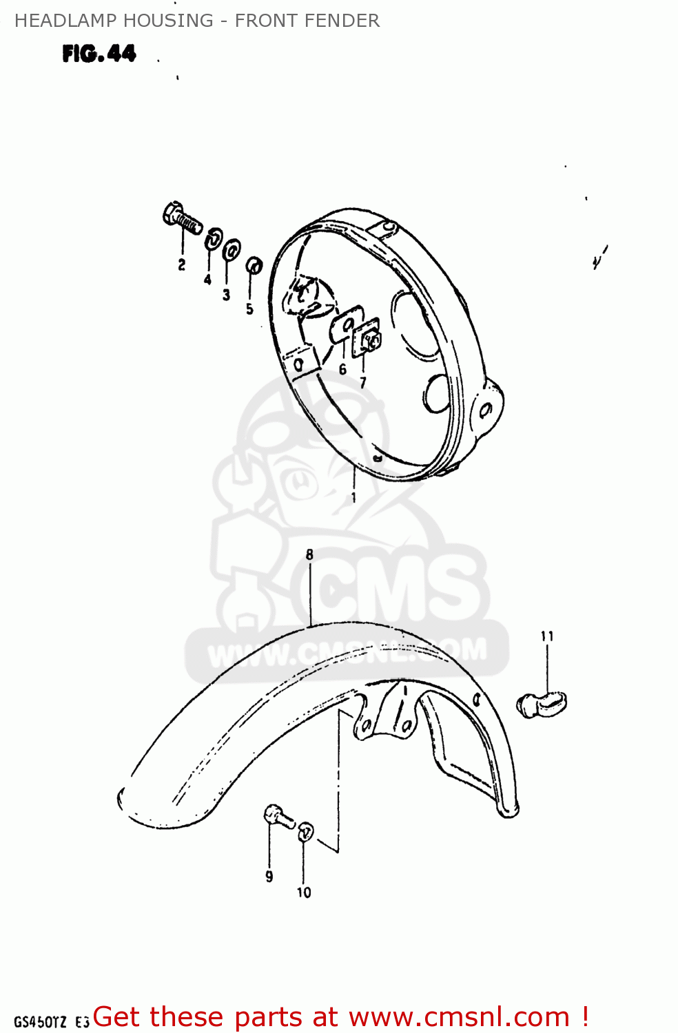 HEADLAMP HOUSING - FRONT FENDER GS450T 1982 (Z) USA (E03)