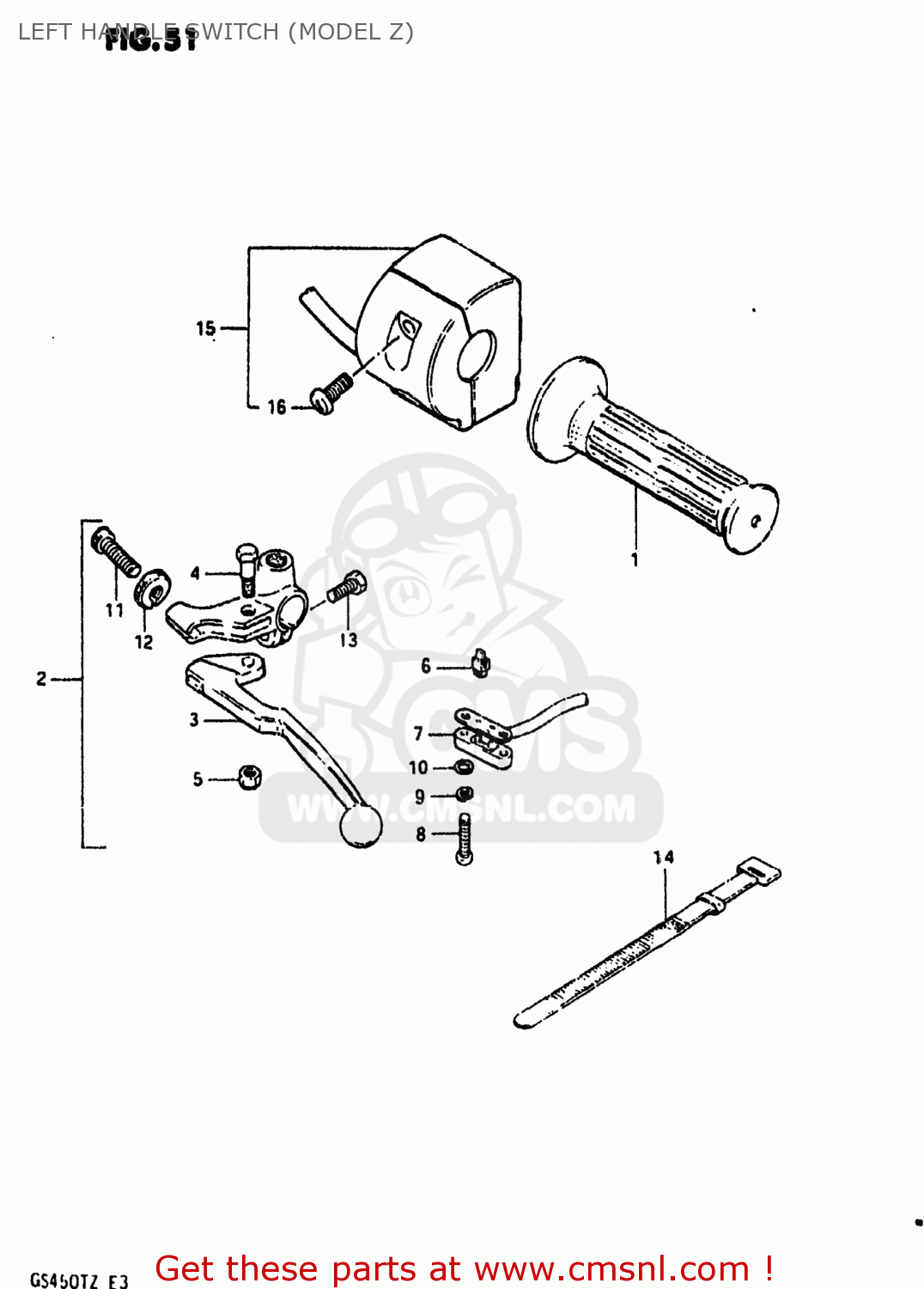 LEFT HANDLE SWITCH (MODEL Z) GS450T 1982 (Z) USA (E03)