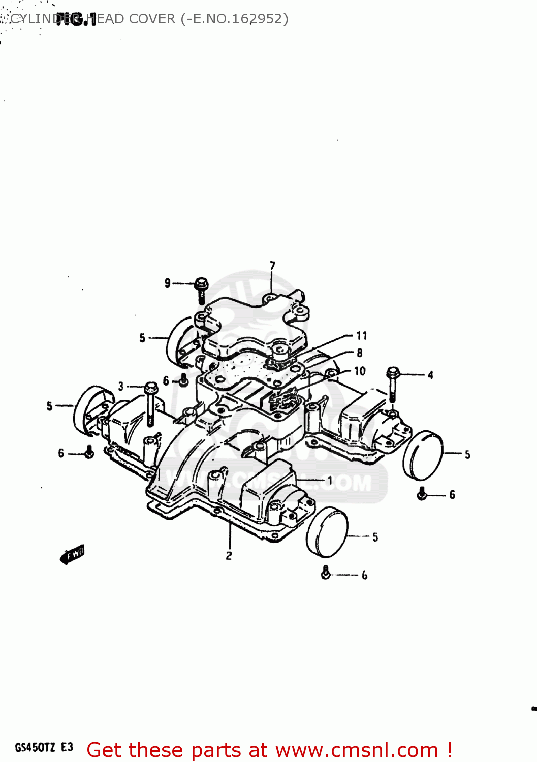 CYLINDER HEAD COVER (-E.NO.162952) GS450TX 1981 (X) USA (E03)