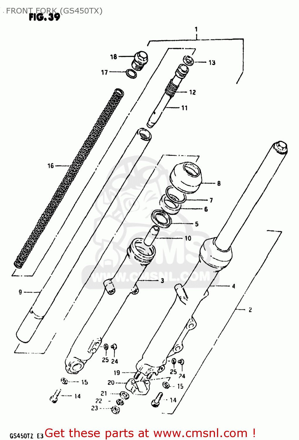 FRONT FORK (GS450TX) GS450TX 1981 (X) USA (E03)