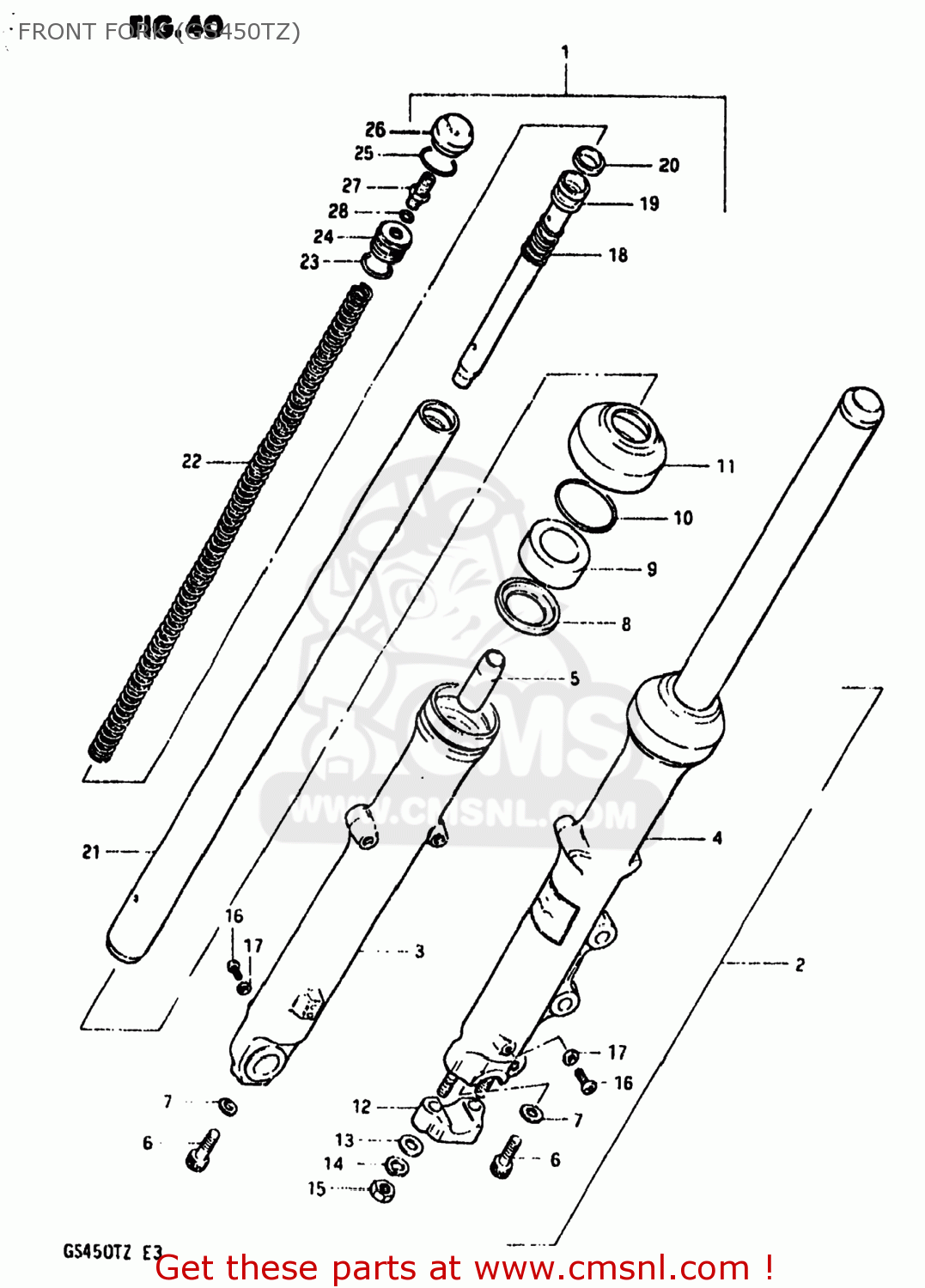 FRONT FORK (GS450TZ) GS450TX 1981 (X) USA (E03)