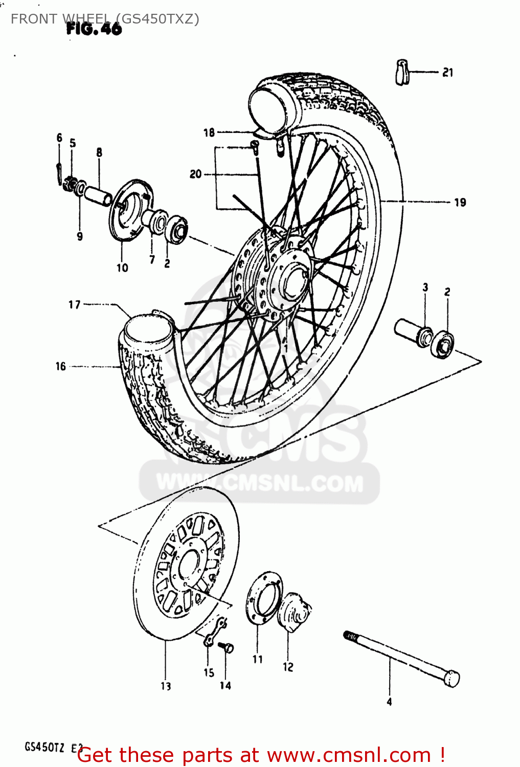 FRONT WHEEL (GS450TXZ) GS450TX 1981 (X) USA (E03)