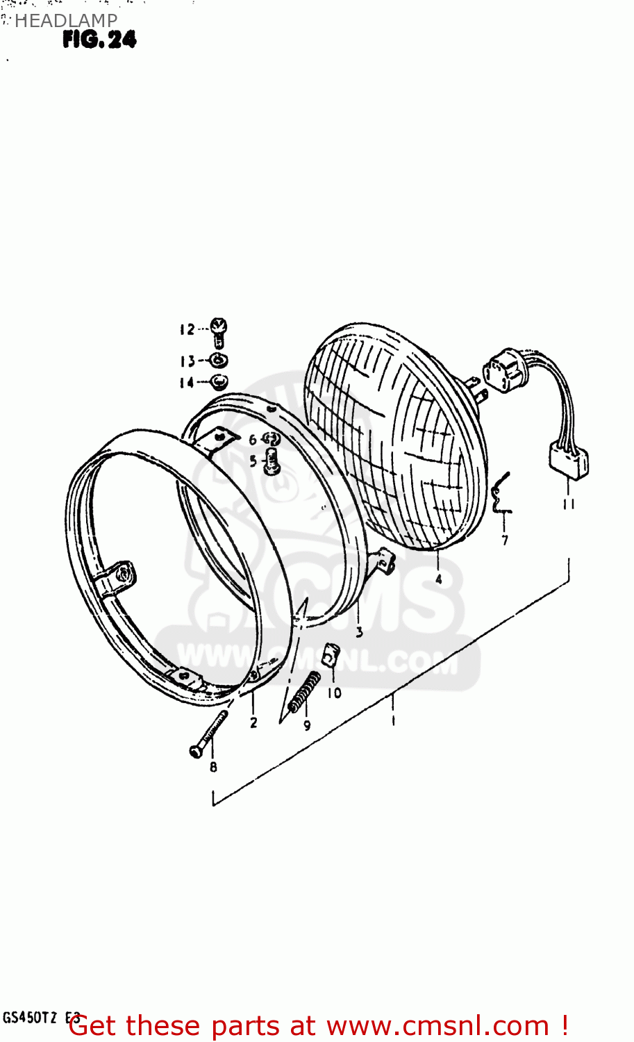 HEADLAMP GS450TX 1981 (X) USA (E03)