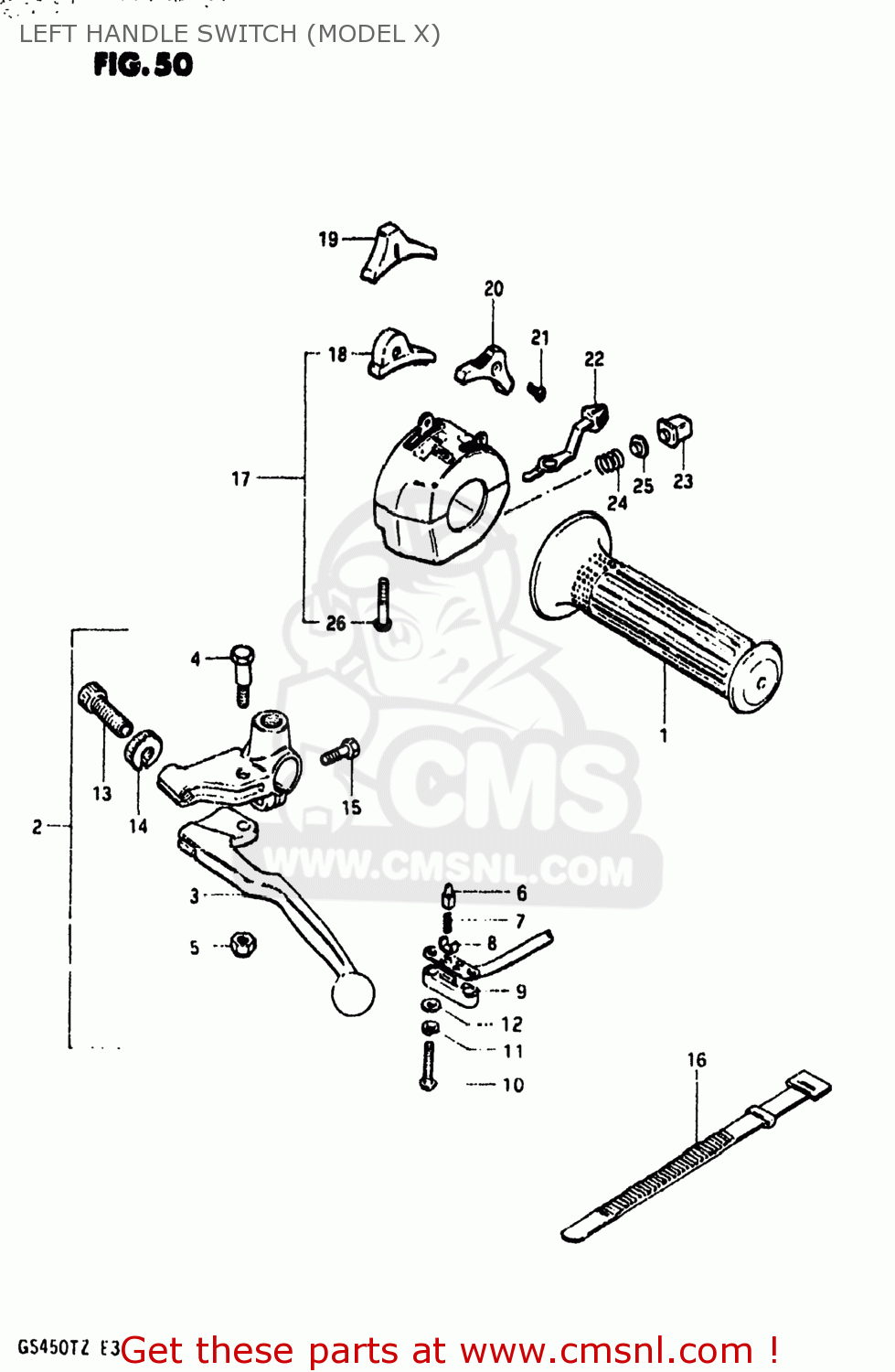 LEFT HANDLE SWITCH (MODEL X) GS450TX 1981 (X) USA (E03)