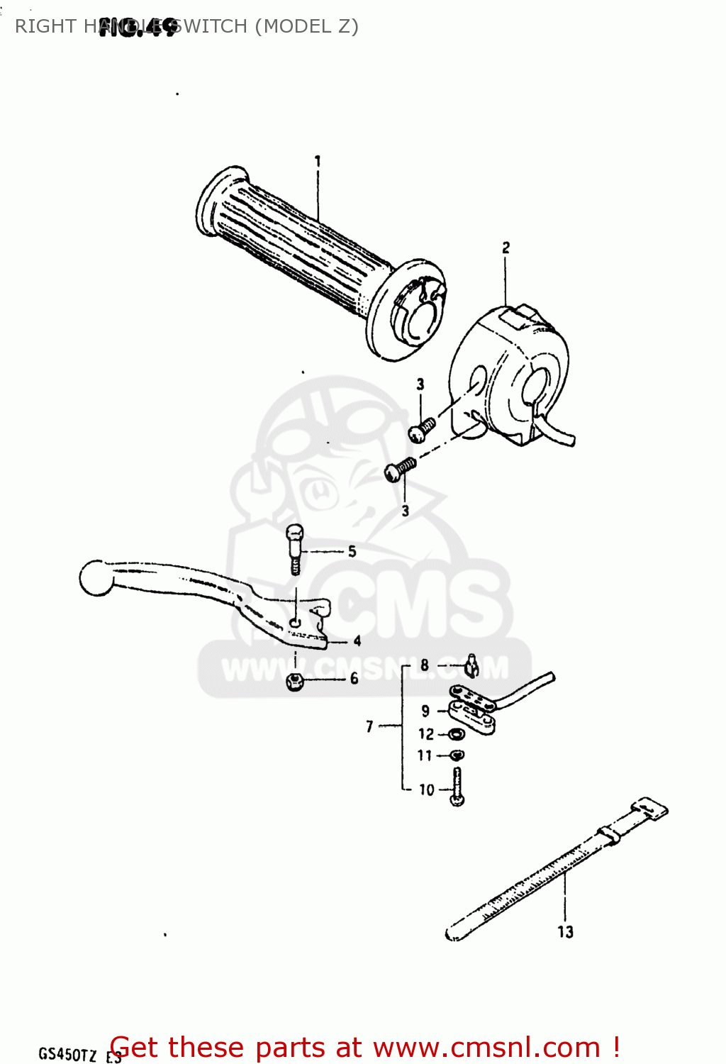 RIGHT HANDLE SWITCH (MODEL Z) GS450TX 1981 (X) USA (E03)