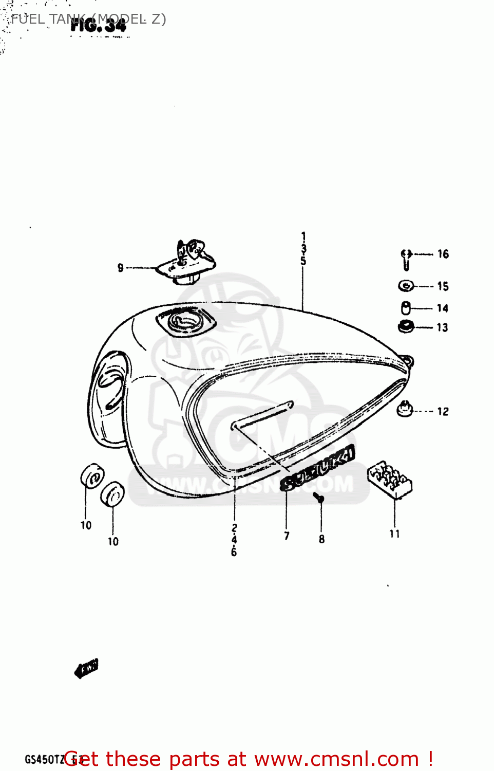 FUEL TANK (MODEL Z) GS450TX 1982 (Z) USA (E03)