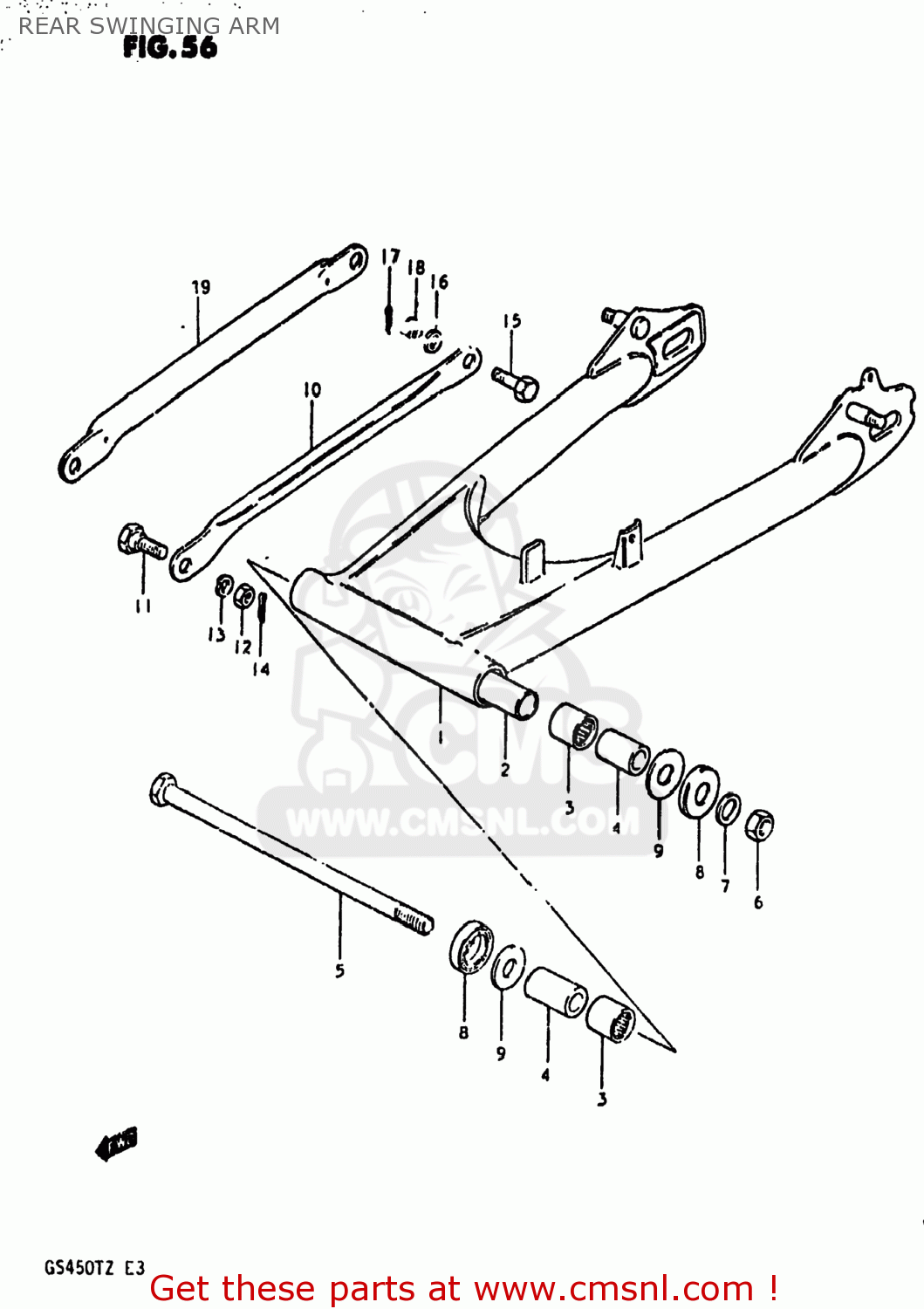 REAR SWINGING ARM GS450TX 1982 (Z) USA (E03)