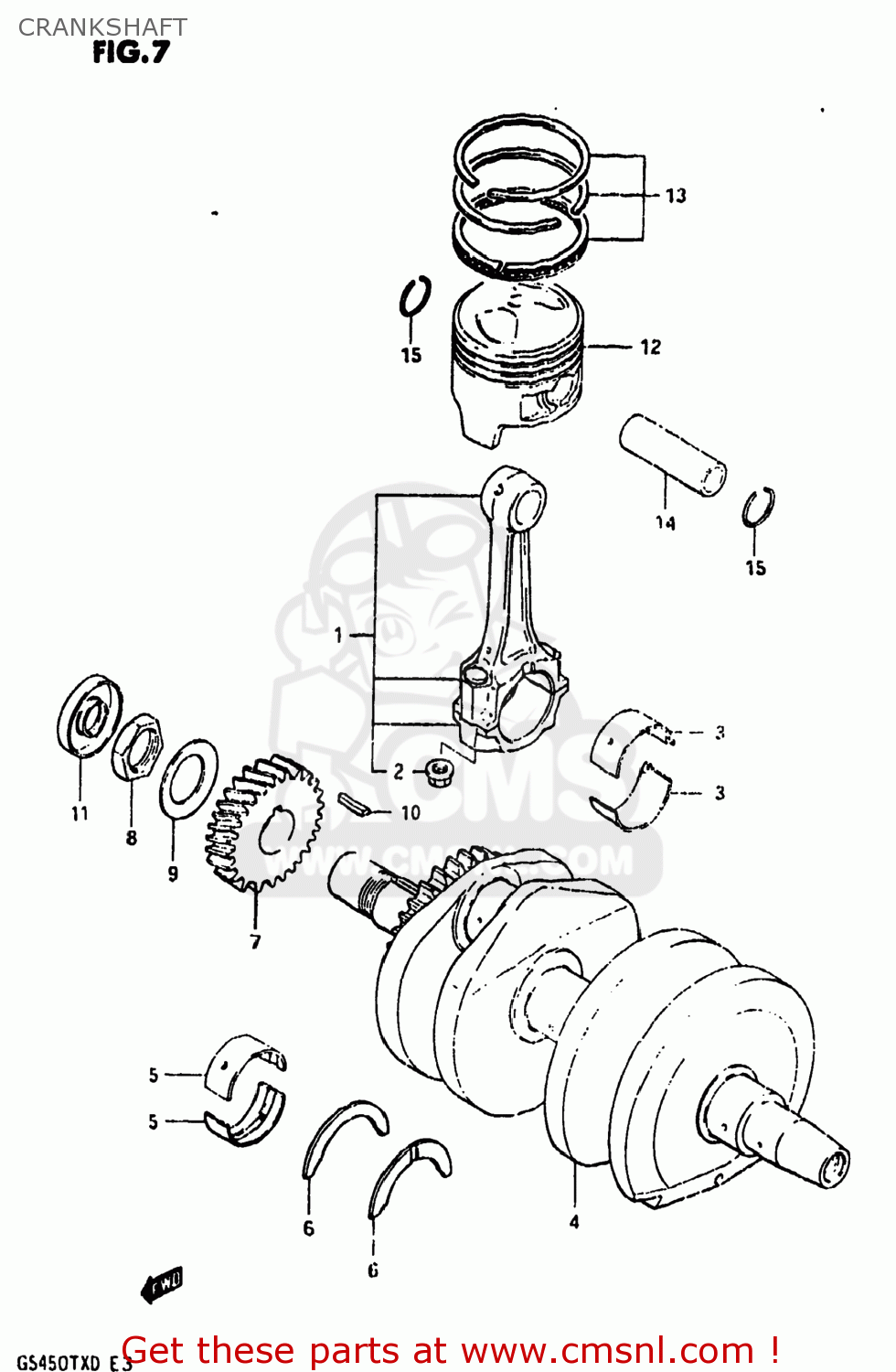 Suzuki GS450TX 1983 (D) USA (E03) CRANKSHAFT - buy original CRANKSHAFT ...