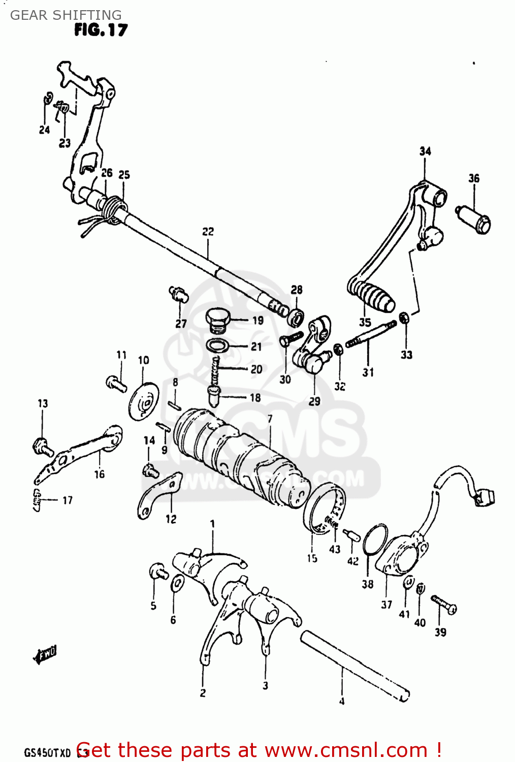 GEAR SHIFTING GS450TX 1983 (D) USA (E03)