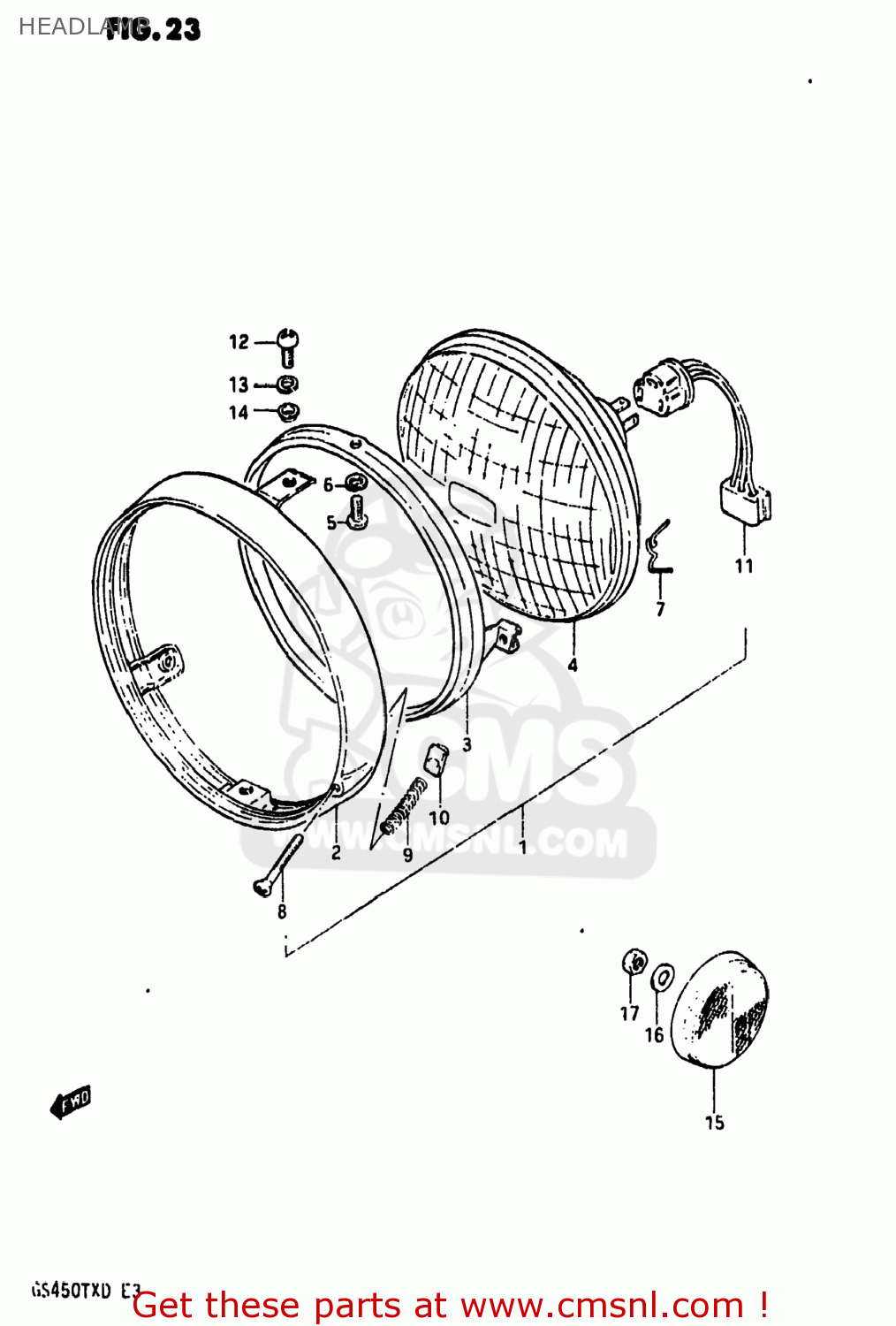HEADLAMP GS450TX 1983 (D) USA (E03)