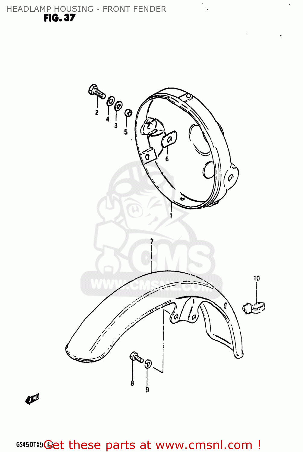 HEADLAMP HOUSING - FRONT FENDER GS450TX 1983 (D) USA (E03)