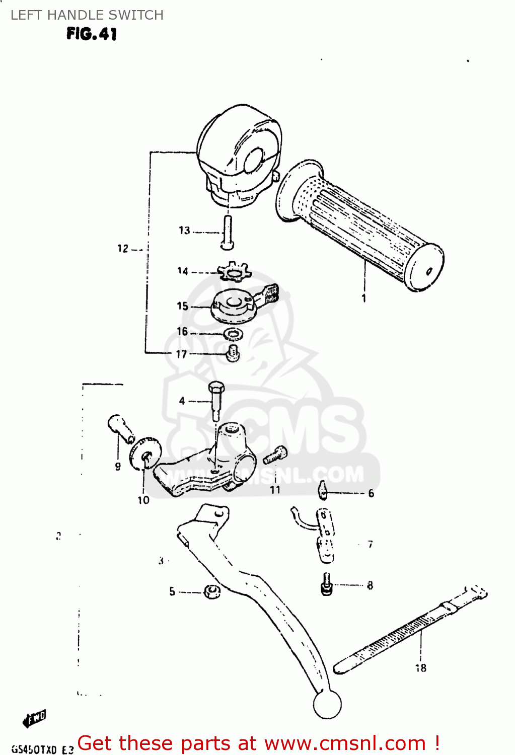 LEFT HANDLE SWITCH GS450TX 1983 (D) USA (E03)