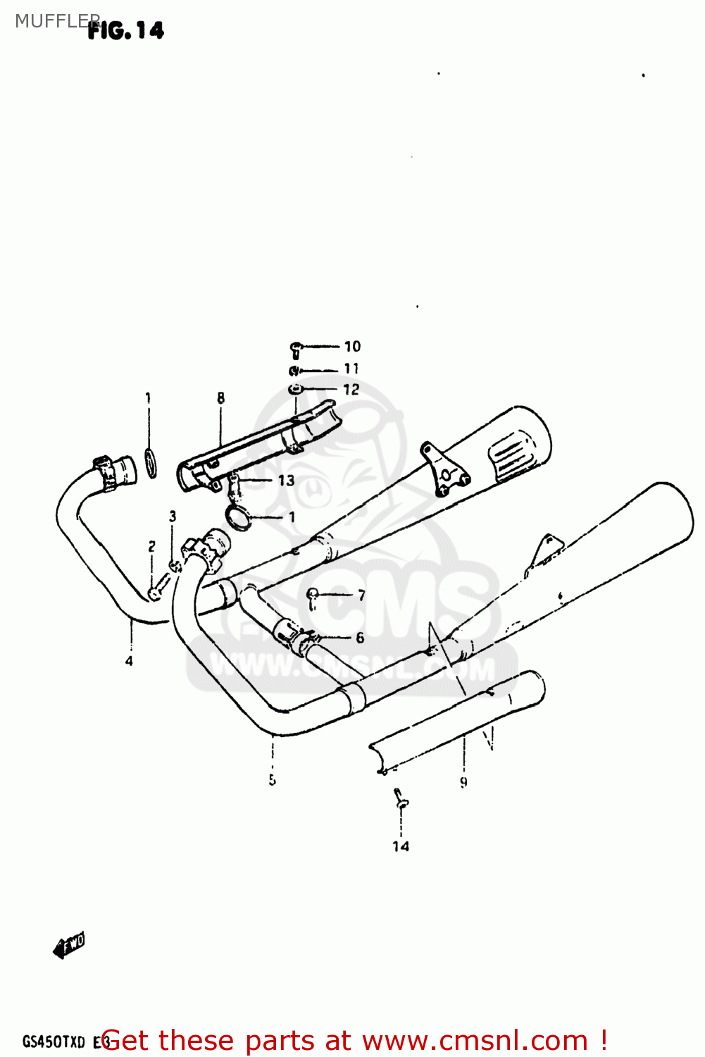 MUFFLER GS450TX 1983 (D) USA (E03)