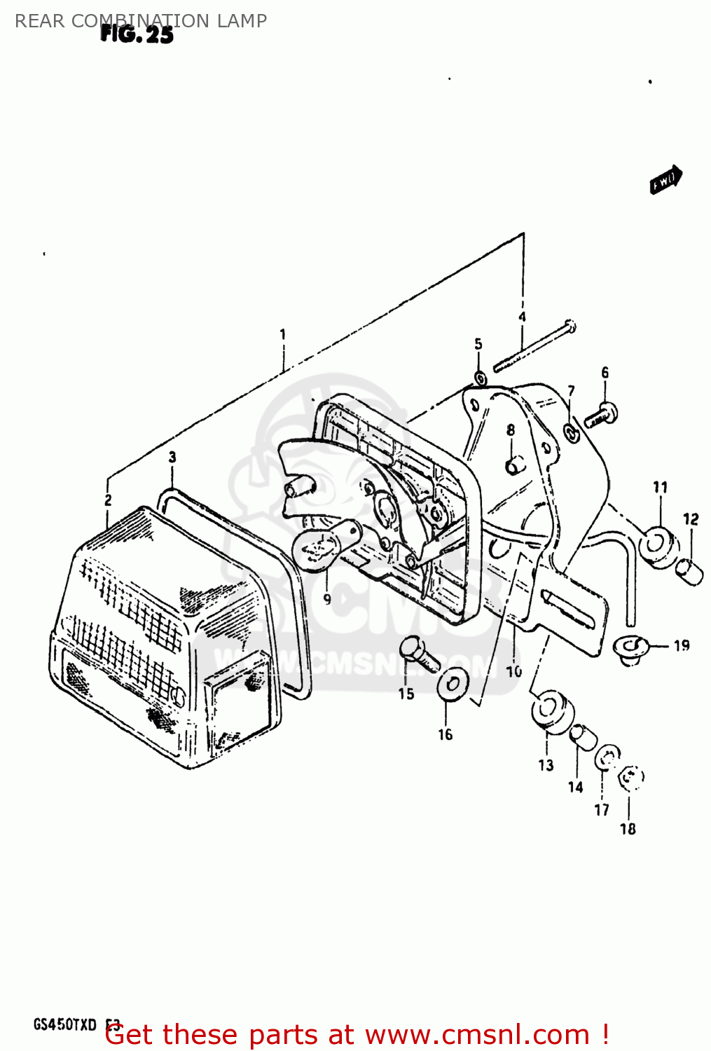 REAR COMBINATION LAMP GS450TX 1983 (D) USA (E03)