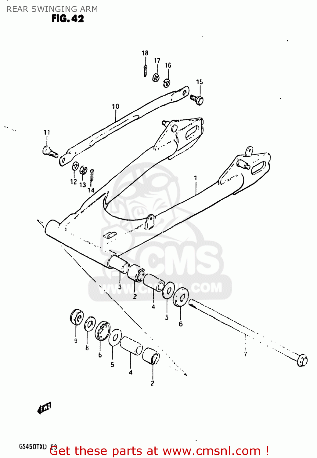 REAR SWINGING ARM GS450TX 1983 (D) USA (E03)