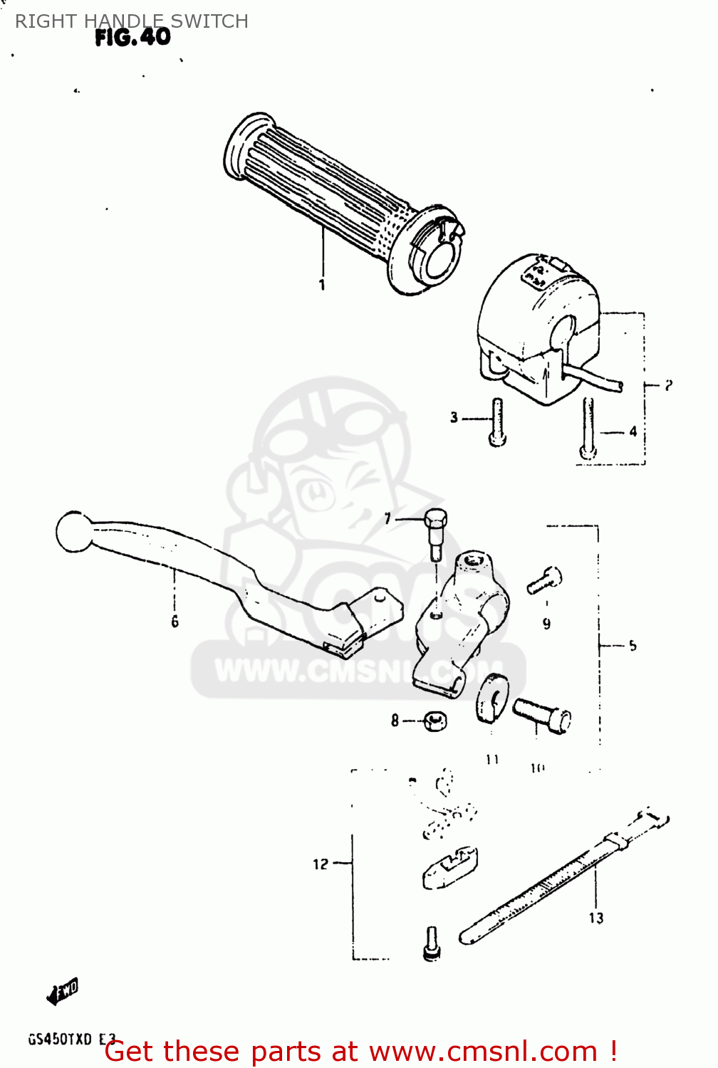 RIGHT HANDLE SWITCH GS450TX 1983 (D) USA (E03)