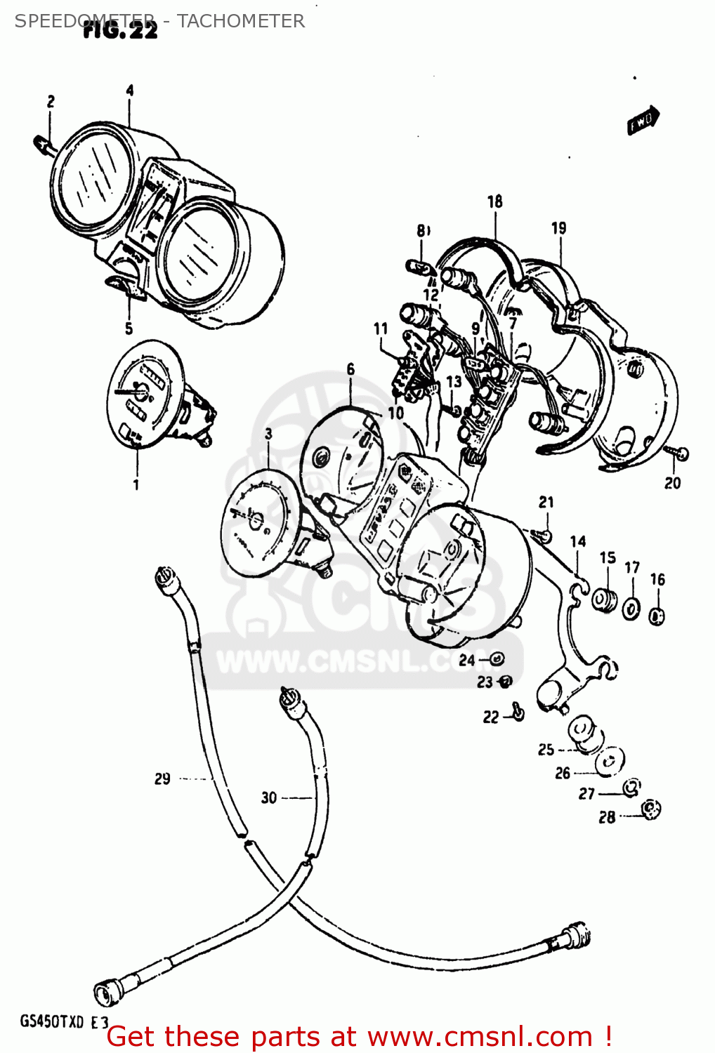 SPEEDOMETER - TACHOMETER GS450TX 1983 (D) USA (E03)
