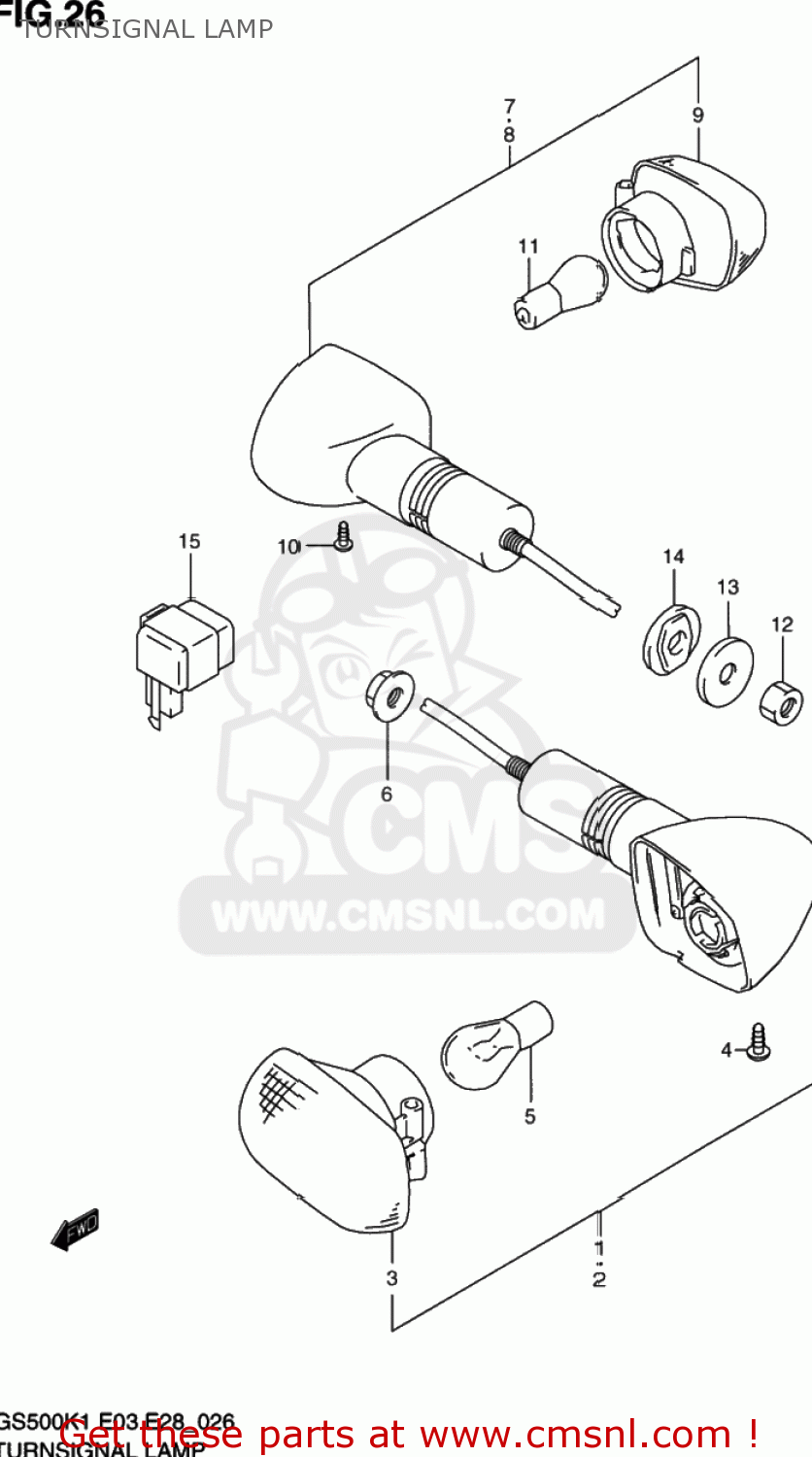 Suzuki GS500 2001 (K1) USA (E03) TURNSIGNAL LAMP - buy original ...