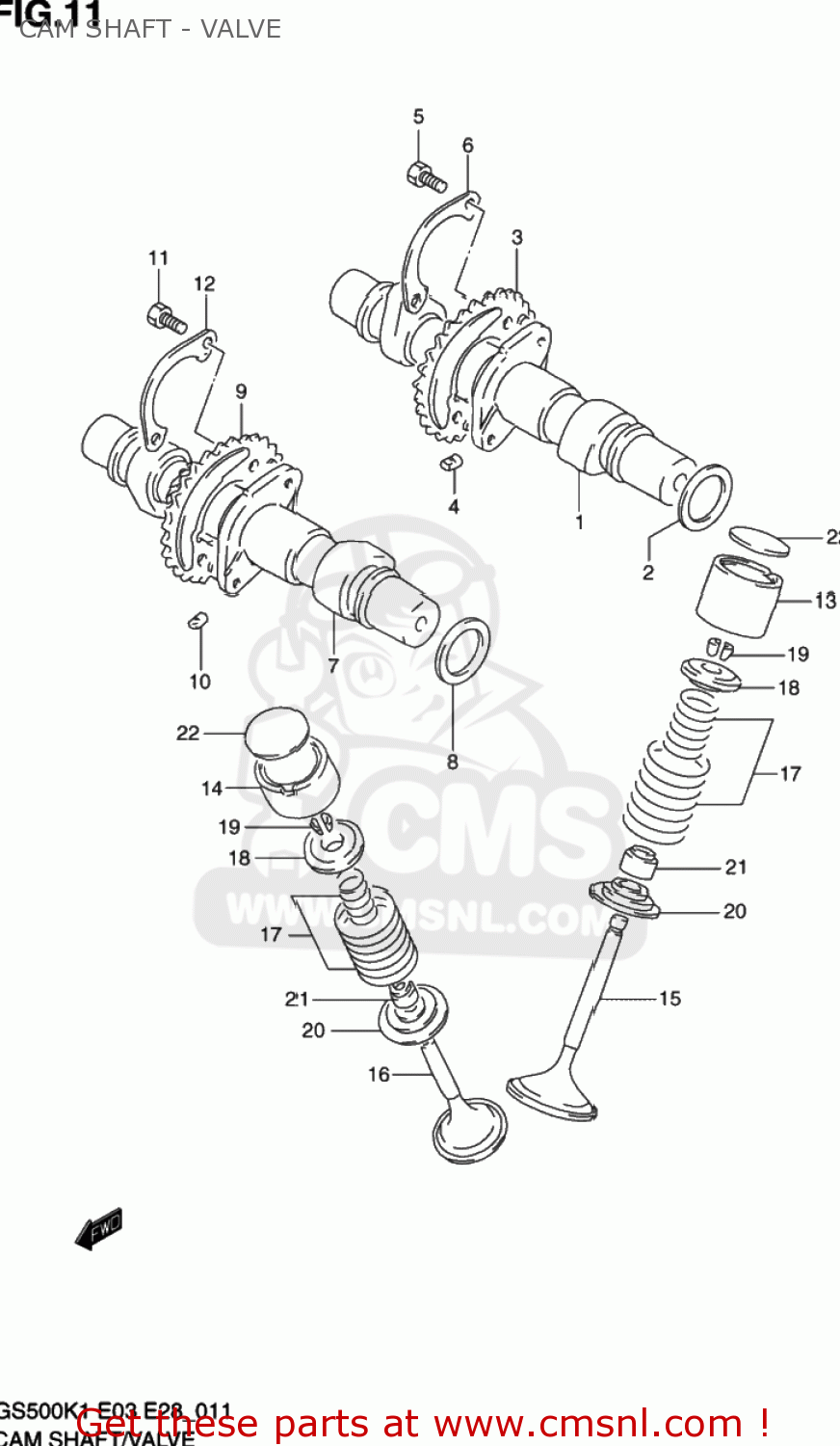 CAM SHAFT - VALVE GS500 2001 (K1) USA (E03)