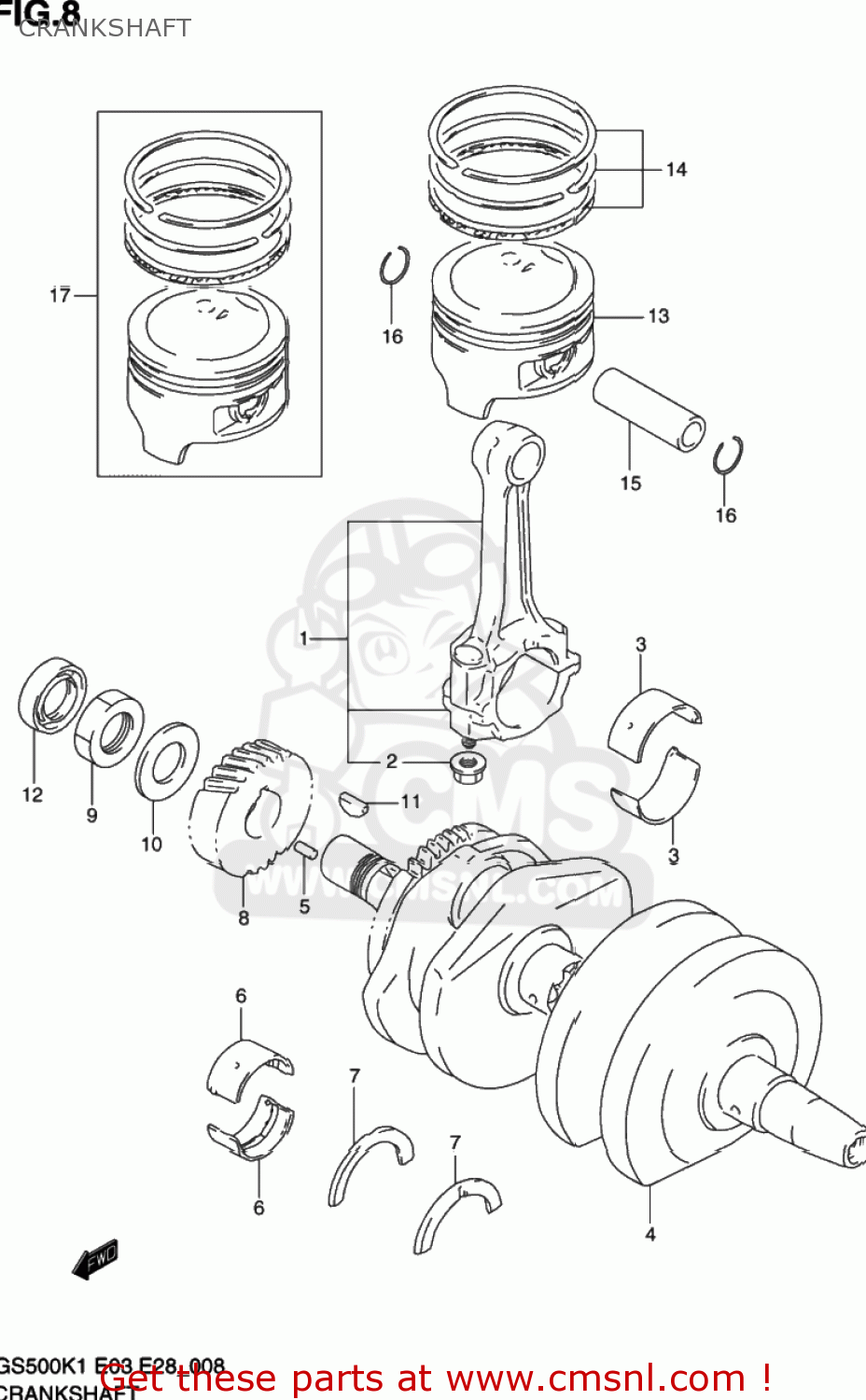 CRANKSHAFT GS500 2001 (K1) USA (E03)