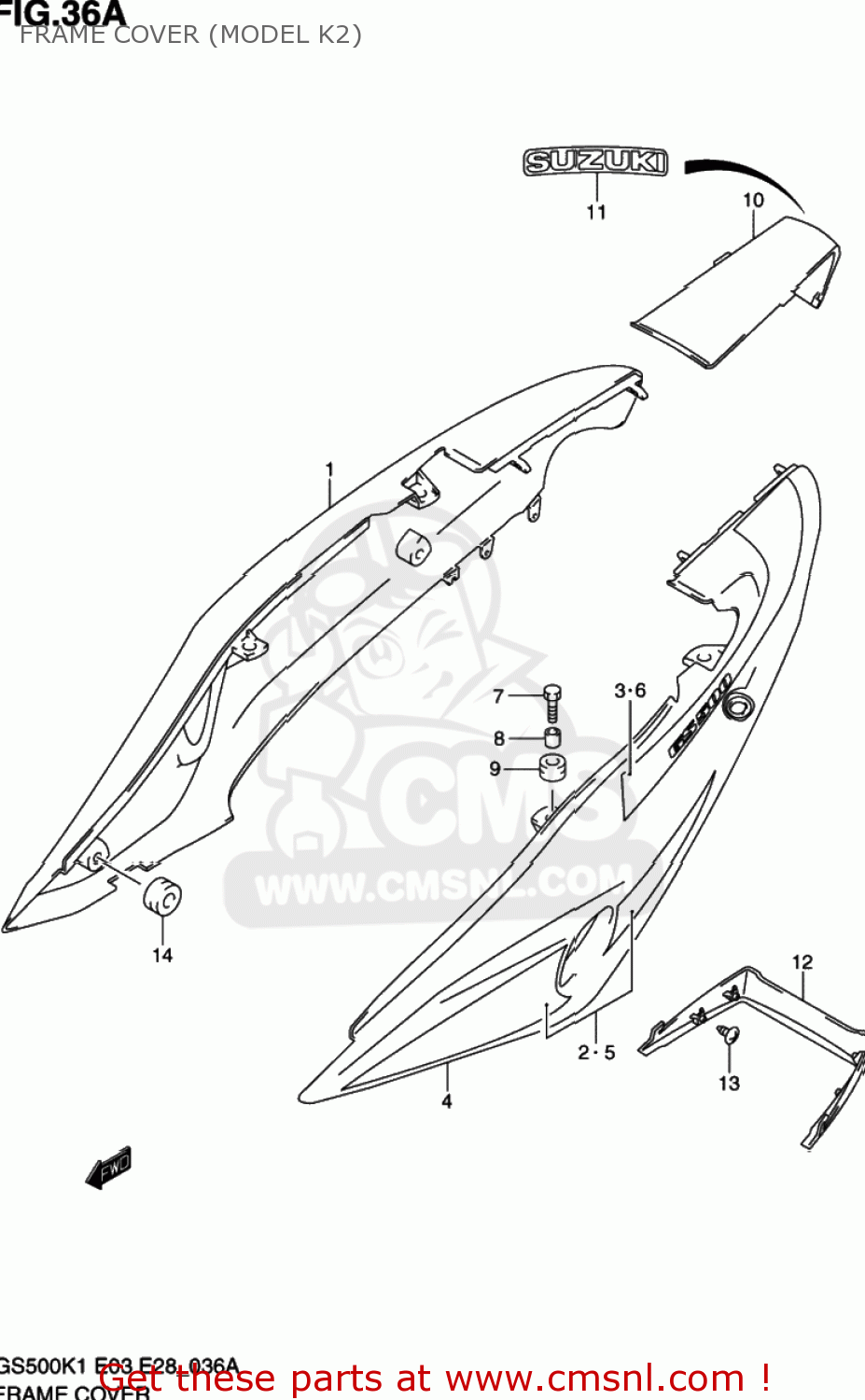 FRAME COVER (MODEL K2) GS500 2001 (K1) USA (E03)