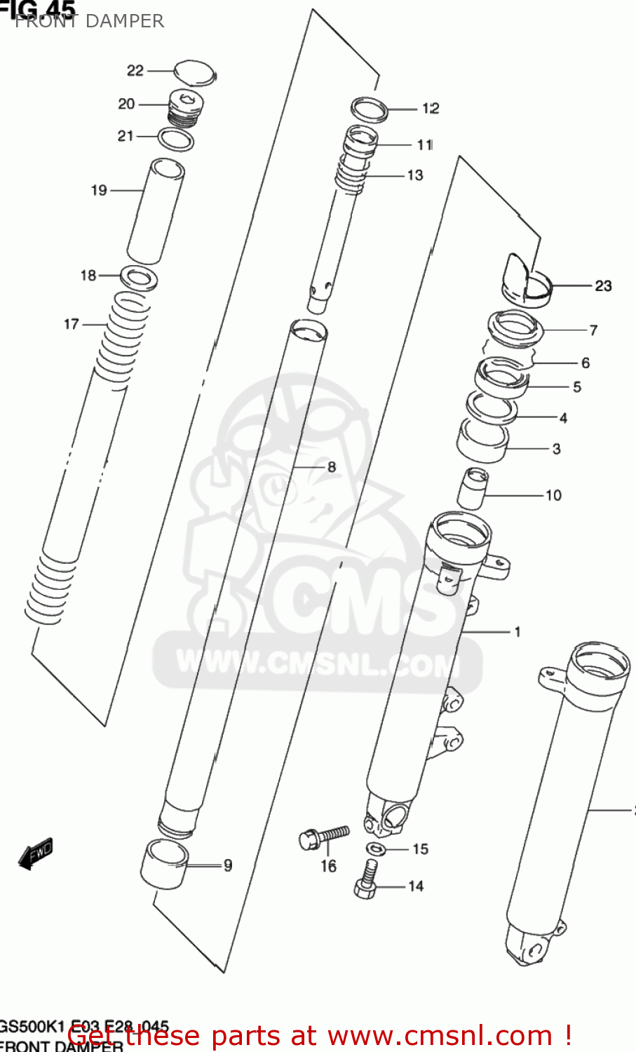 FRONT DAMPER GS500 2001 (K1) USA (E03)