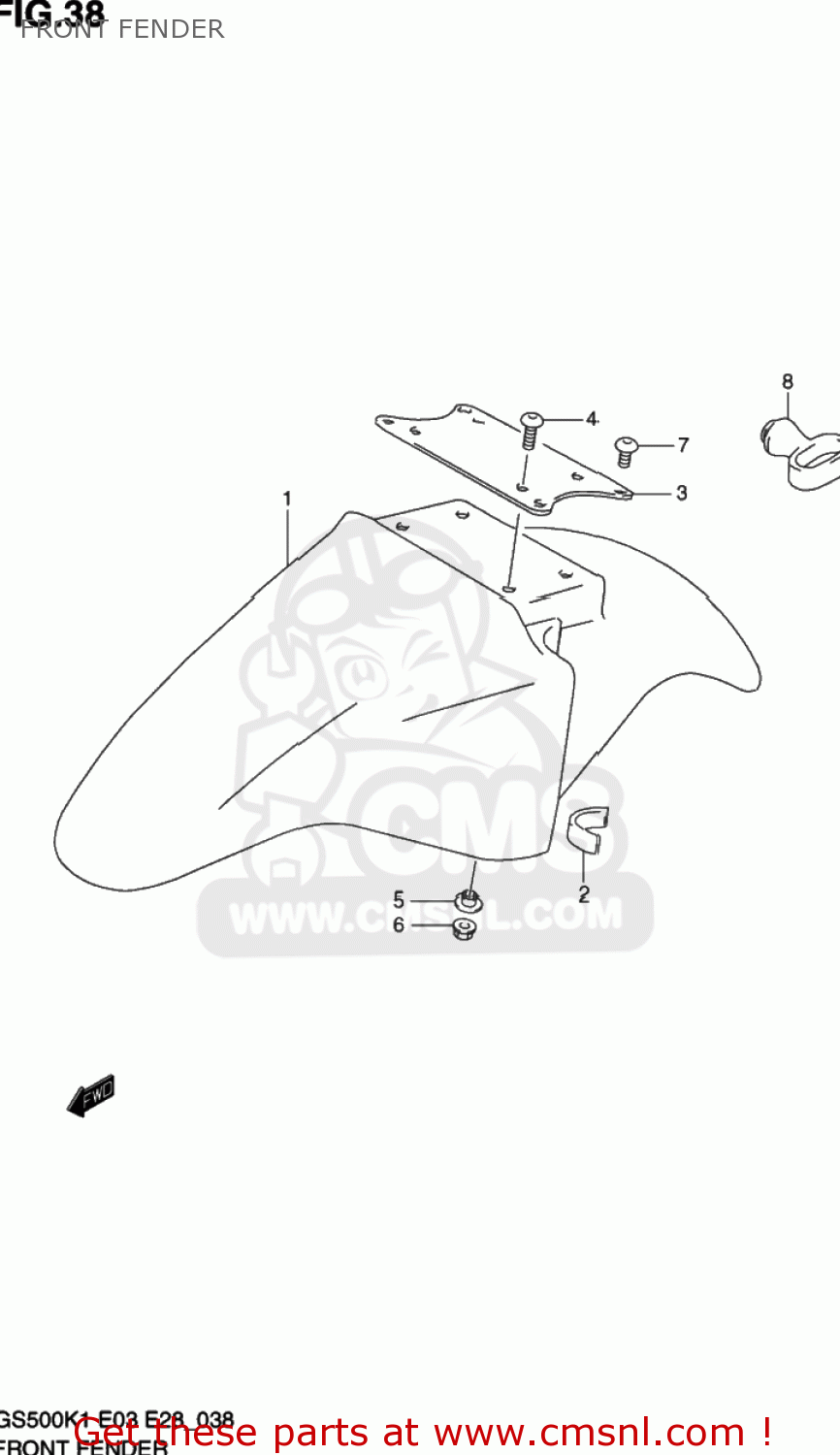 FRONT FENDER GS500 2001 (K1) USA (E03)