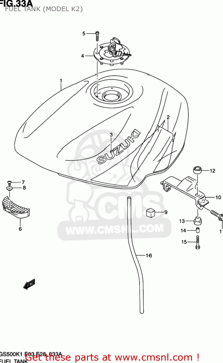 FUEL TANK (MODEL K2) GS500 2001 (K1) USA (E03)