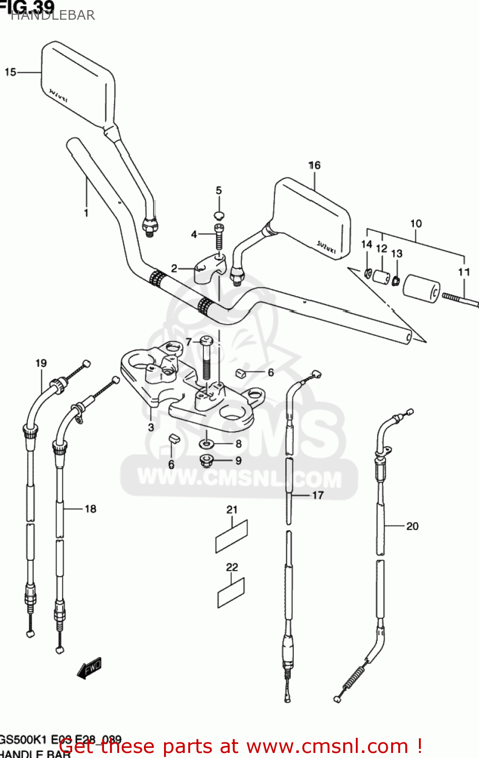 HANDLEBAR GS500 2001 (K1) USA (E03)