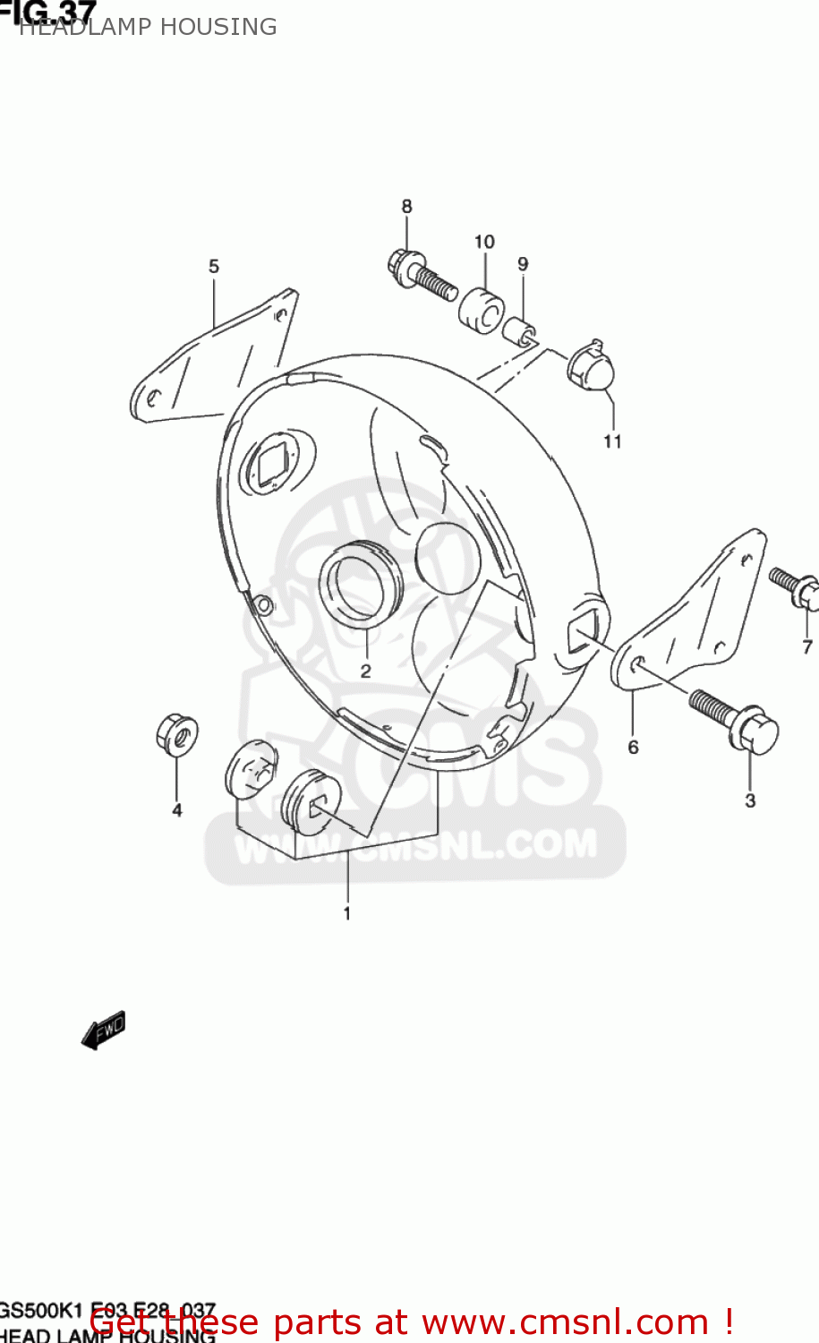 HEADLAMP HOUSING GS500 2001 (K1) USA (E03)