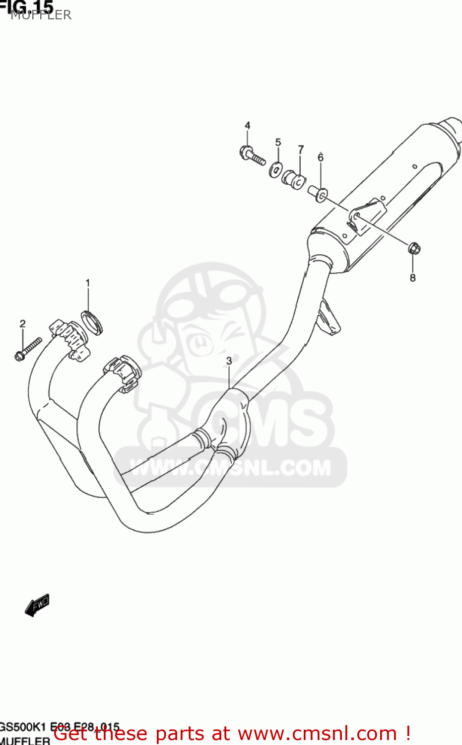 MUFFLER GS500 2001 (K1) USA (E03)