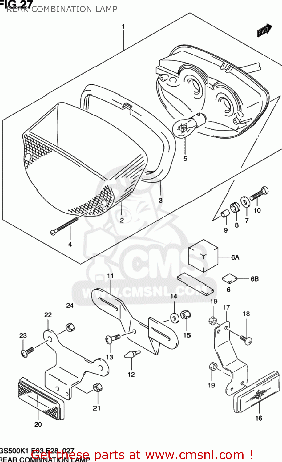 REAR COMBINATION LAMP GS500 2001 (K1) USA (E03)