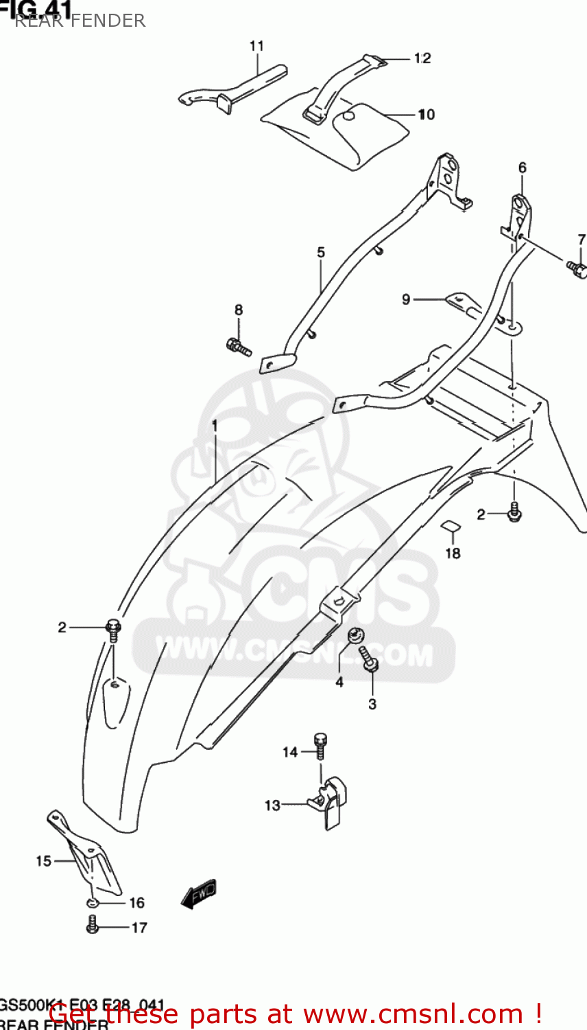 REAR FENDER GS500 2001 (K1) USA (E03)