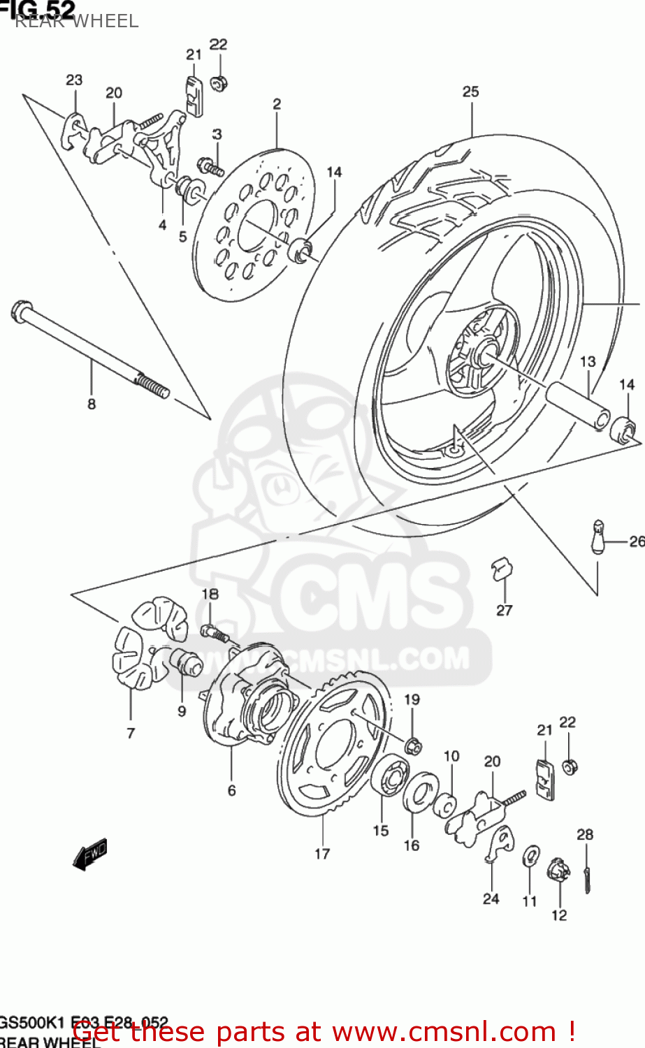 REAR WHEEL GS500 2001 (K1) USA (E03)