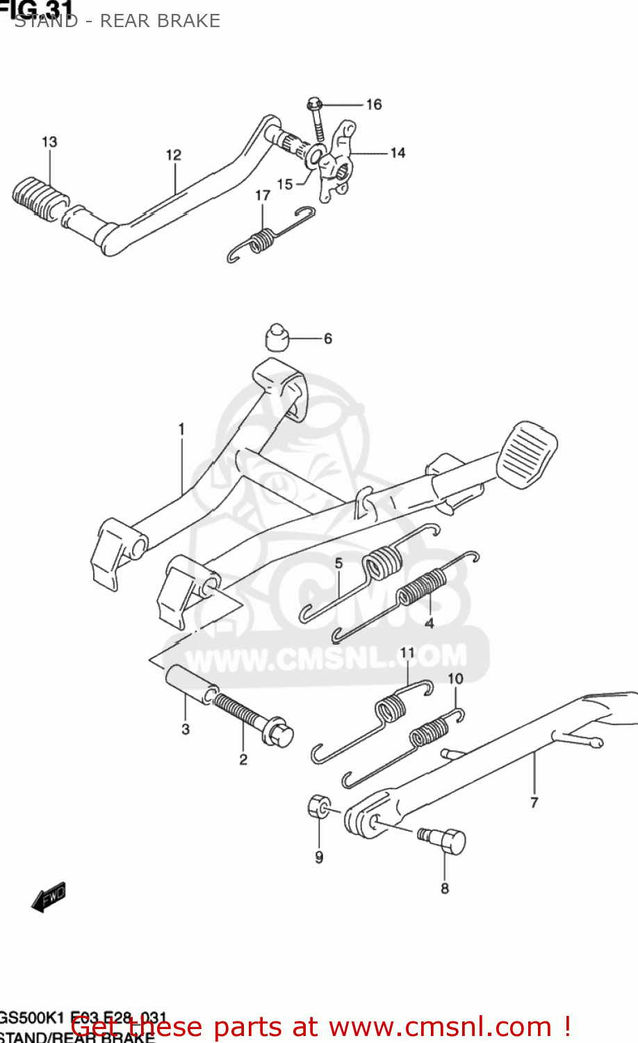 STAND - REAR BRAKE GS500 2001 (K1) USA (E03)