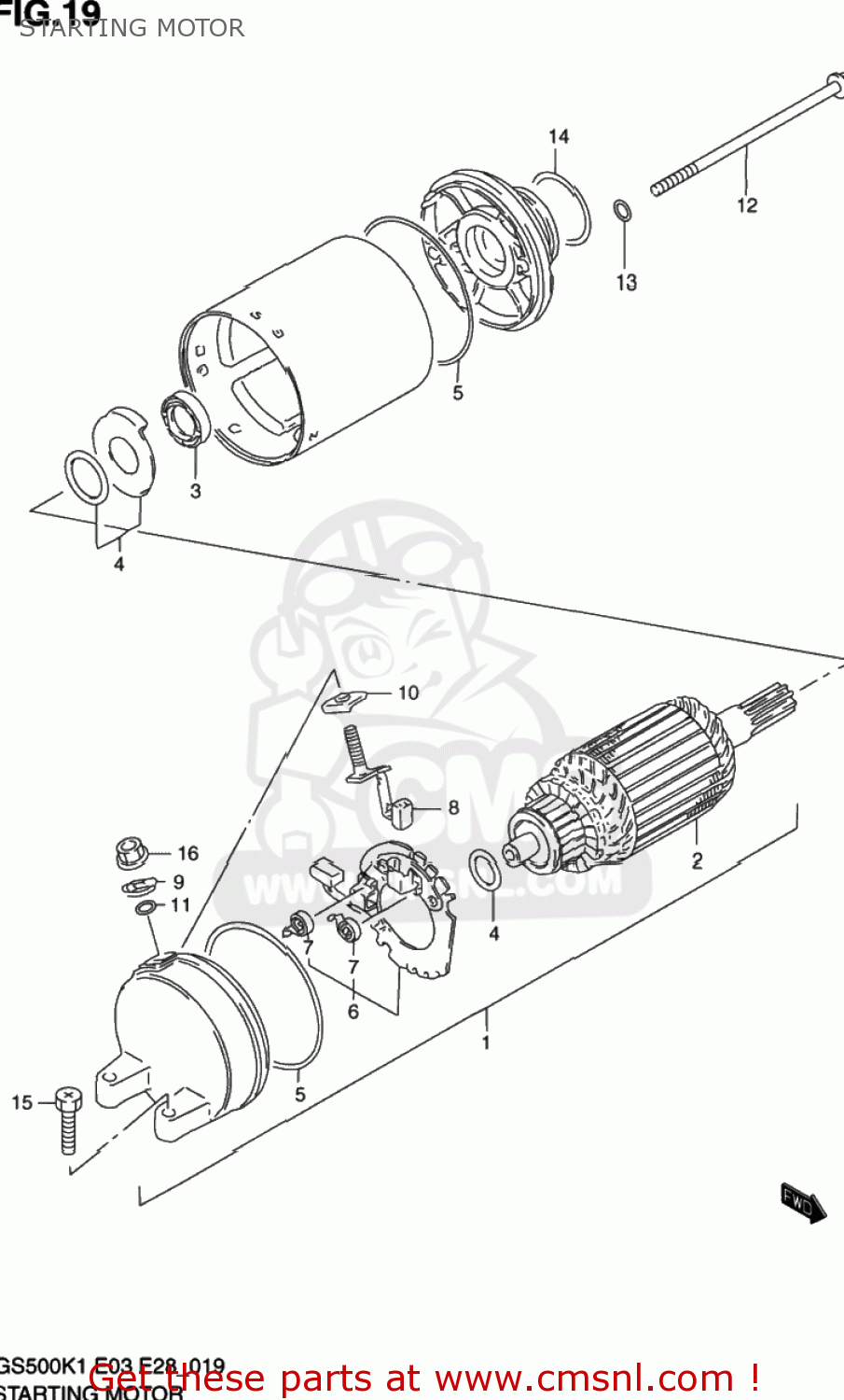 STARTING MOTOR GS500 2001 (K1) USA (E03)