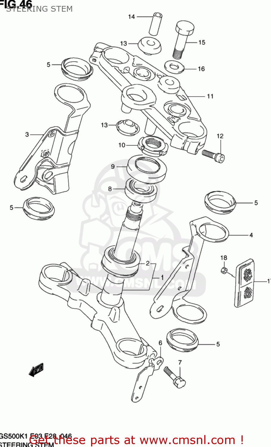 STEERING STEM GS500 2001 (K1) USA (E03)