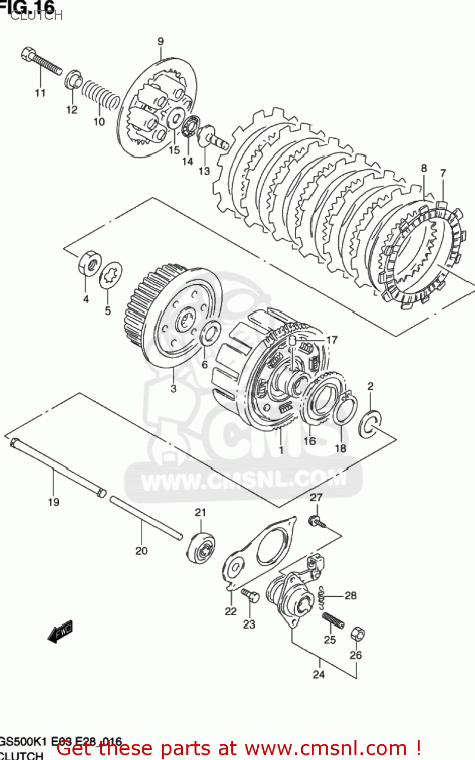 Suzuki GS500 2002 (K2) USA (E03) CLUTCH buy original CLUTCH spares online