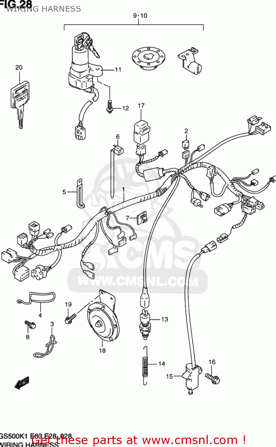 Suzuki GS500 2002 (K2) USA (E03) WIRING HARNESS - buy original WIRING ...