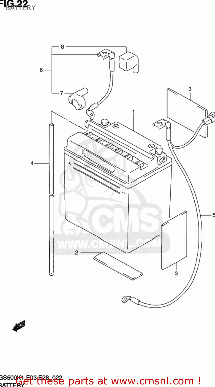 BATTERY GS500 2002 (K2) USA (E03)