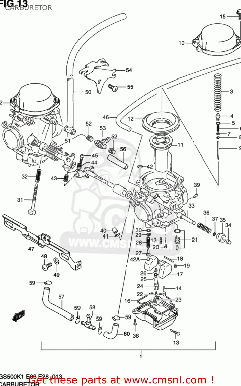 CARBURETOR GS500 2002 (K2) USA (E03)