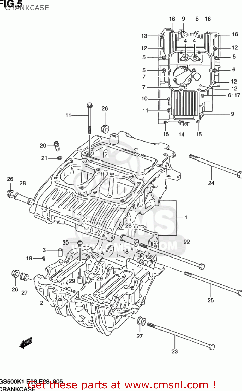 CRANKCASE GS500 2002 (K2) USA (E03)