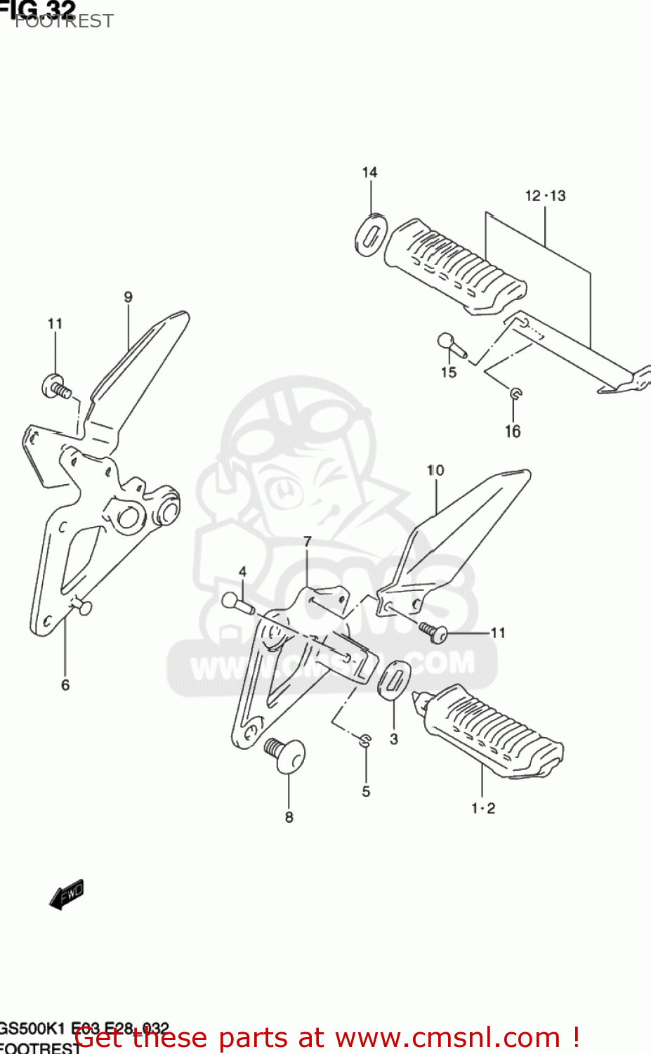 FOOTREST GS500 2002 (K2) USA (E03)