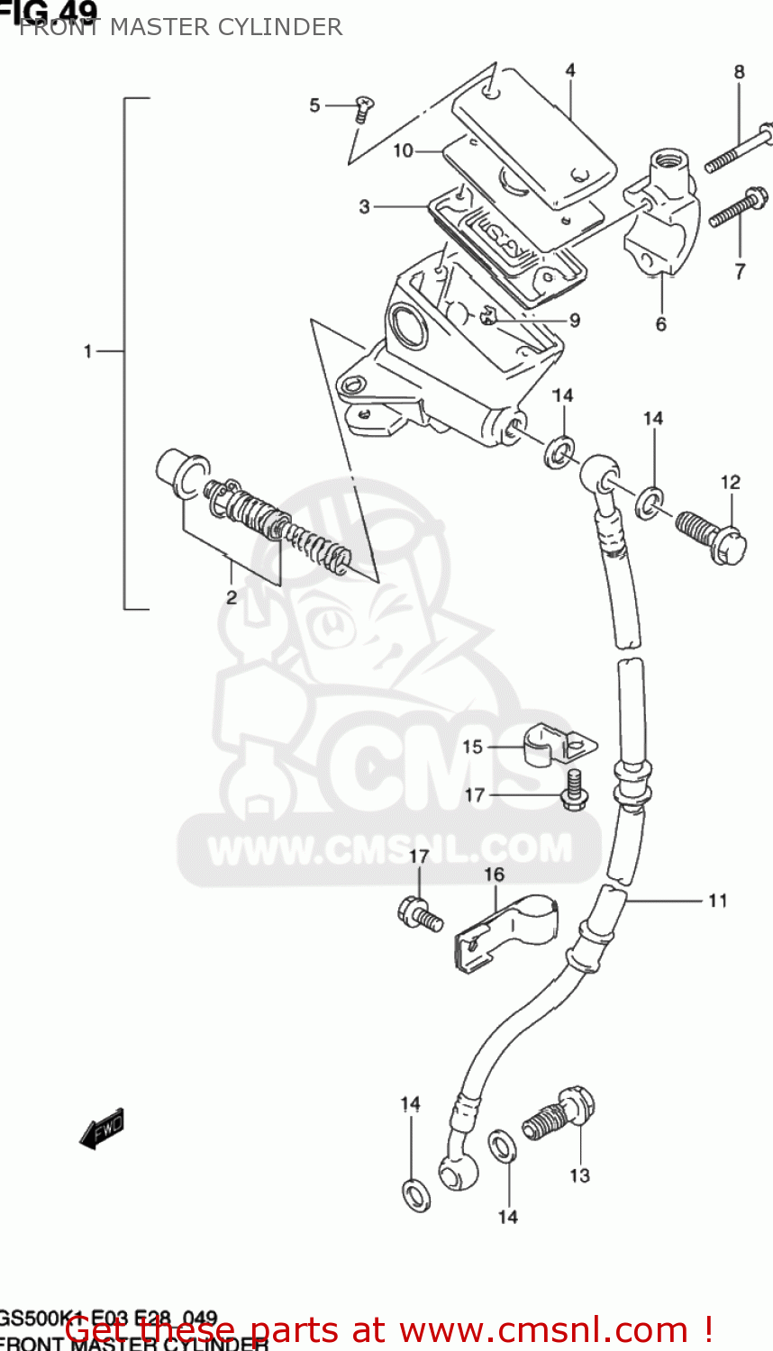 FRONT MASTER CYLINDER GS500 2002 (K2) USA (E03)